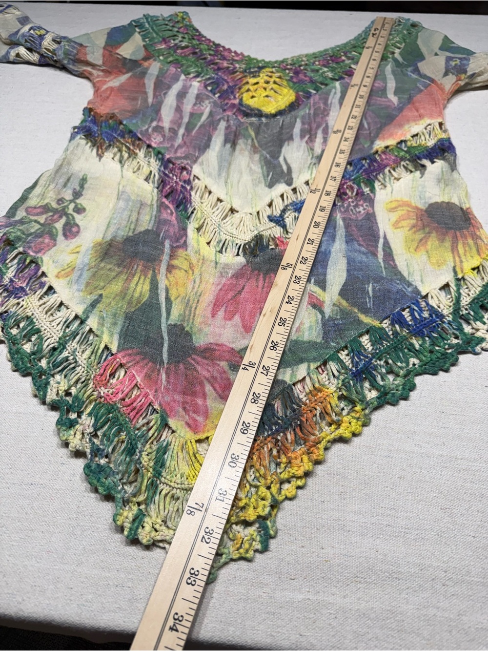 ADORE Multicolor Semi-Sheer Crochet Pullover Top - Size Large - Picture 9 of 15